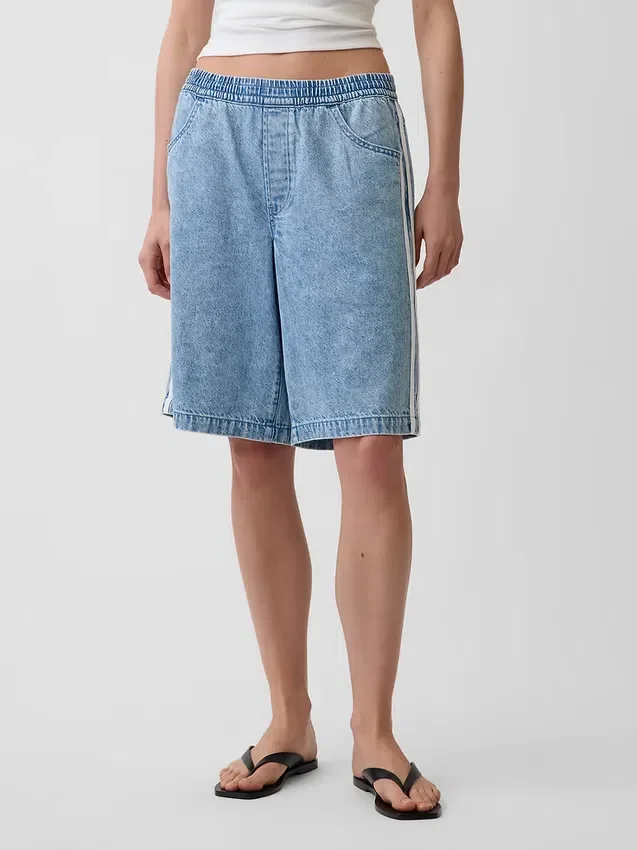 Pantalones cortos vaqueros largos «Easy Stripe» ultrasuaves de talle medio, de 11"