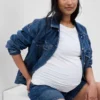 Pantalones cortos vaqueros premamá de 4" con panel completo