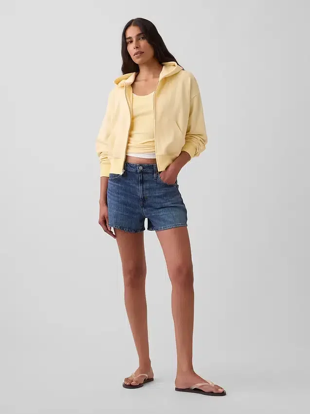 Pantalones cortos vaqueros rectos de corte holgado y cintura alta de 3,5"