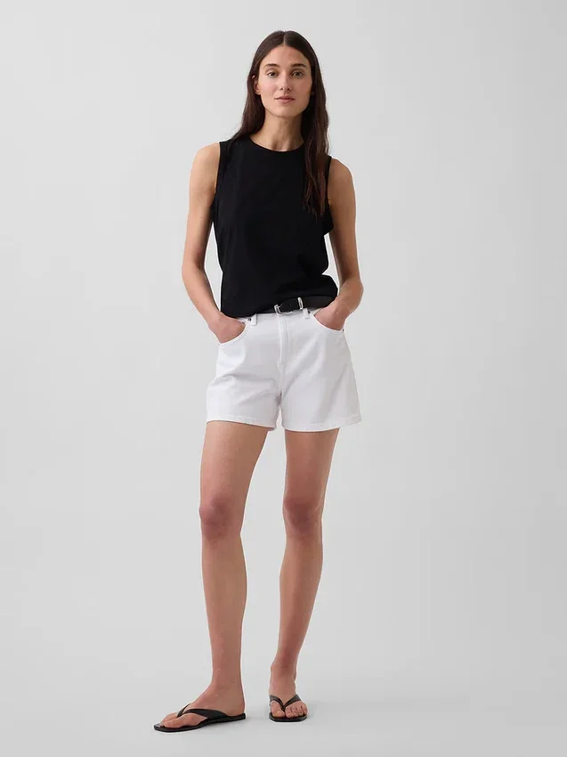 Pantalones cortos vaqueros rectos de corte holgado y cintura alta de 3,5"