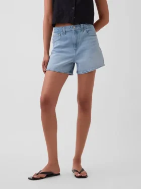 Pantalones cortos vaqueros rectos de corte holgado y cintura alta de 3,5″