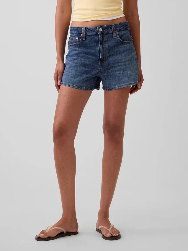 Pantalones cortos vaqueros rectos de corte holgado y cintura alta de 3,5"