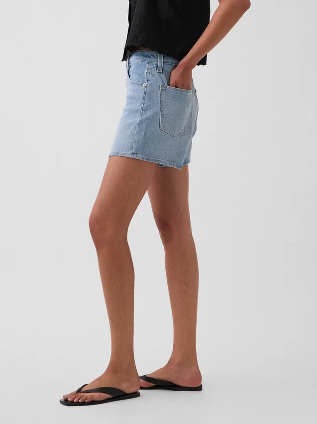 Pantalones cortos vaqueros rectos de corte holgado y cintura alta de 3,5"