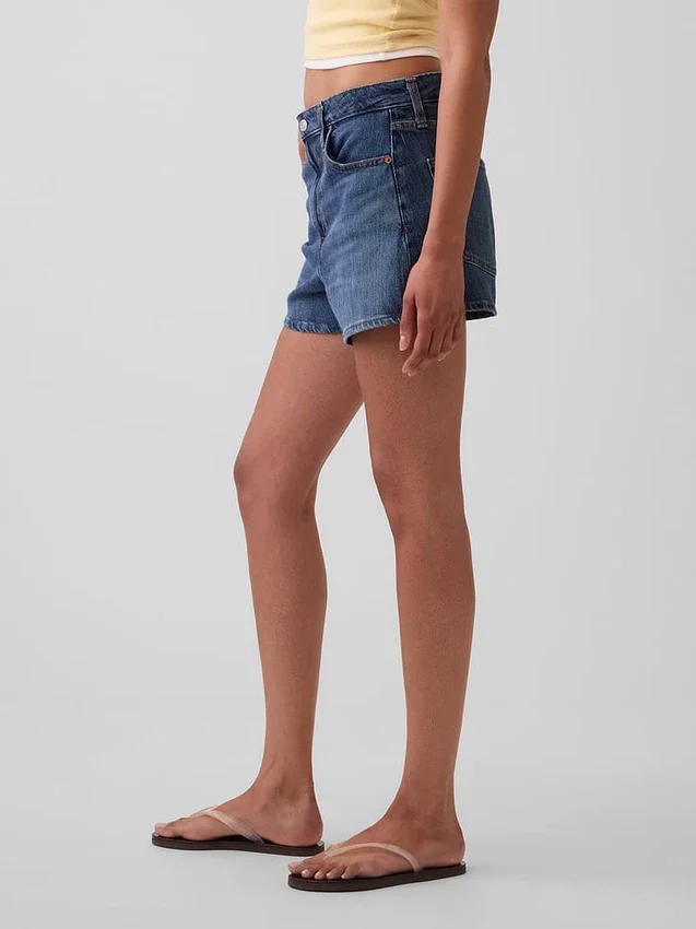 Pantalones cortos vaqueros rectos de corte holgado y cintura alta de 3,5"