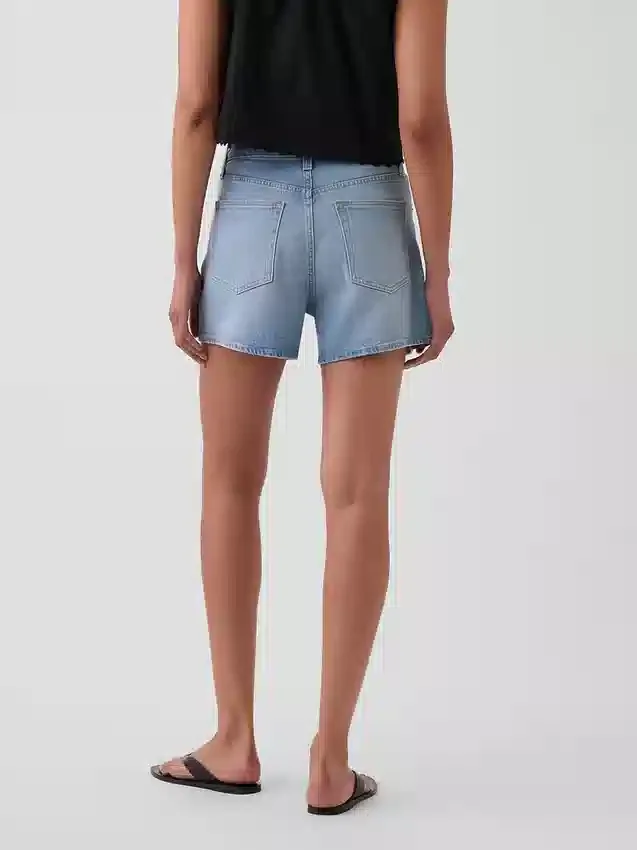 Pantalones cortos vaqueros rectos de corte holgado y cintura alta de 3,5"