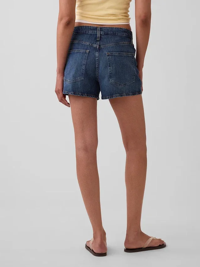 Pantalones cortos vaqueros rectos de corte holgado y cintura alta de 3,5"