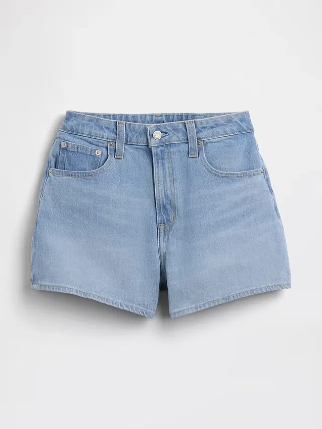 Pantalones cortos vaqueros rectos de corte holgado y cintura alta de 3,5"