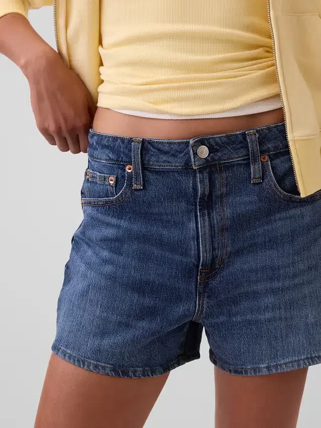 Pantalones cortos vaqueros rectos de corte holgado y cintura alta de 3,5"