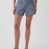 Pantalones cortos vaqueros rectos holgados de cuadros vichy con cintura alta de 3,5"