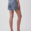 Pantalones cortos vaqueros rectos holgados de cuadros vichy con cintura alta de 3,5"