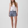 Pantalones cortos vaqueros rectos holgados de cuadros vichy con cintura alta de 3,5"