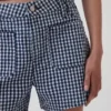 Pantalones cortos vaqueros rectos holgados de cuadros vichy con cintura alta de 3,5"