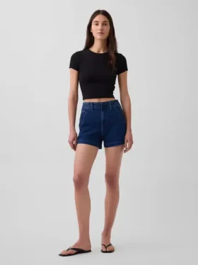 Pantalones cortos vaqueros rectos holgados de estilo marinero con cintura alta de 3,5"