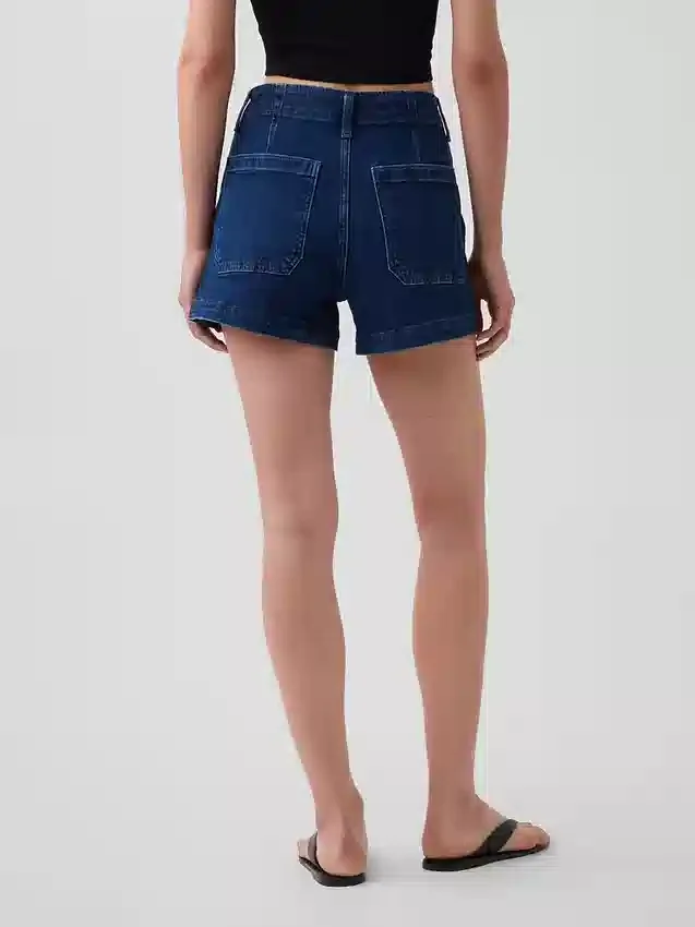 Pantalones cortos vaqueros rectos holgados de estilo marinero con cintura alta de 3,5"