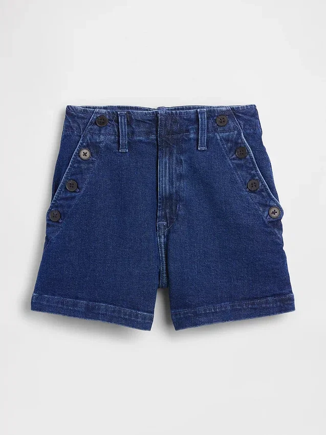 Pantalones cortos vaqueros rectos holgados de estilo marinero con cintura alta de 3,5"