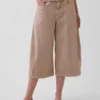Pantalones culotte de talle medio con cinturón