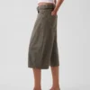 Pantalones culotte de talle medio con cinturón