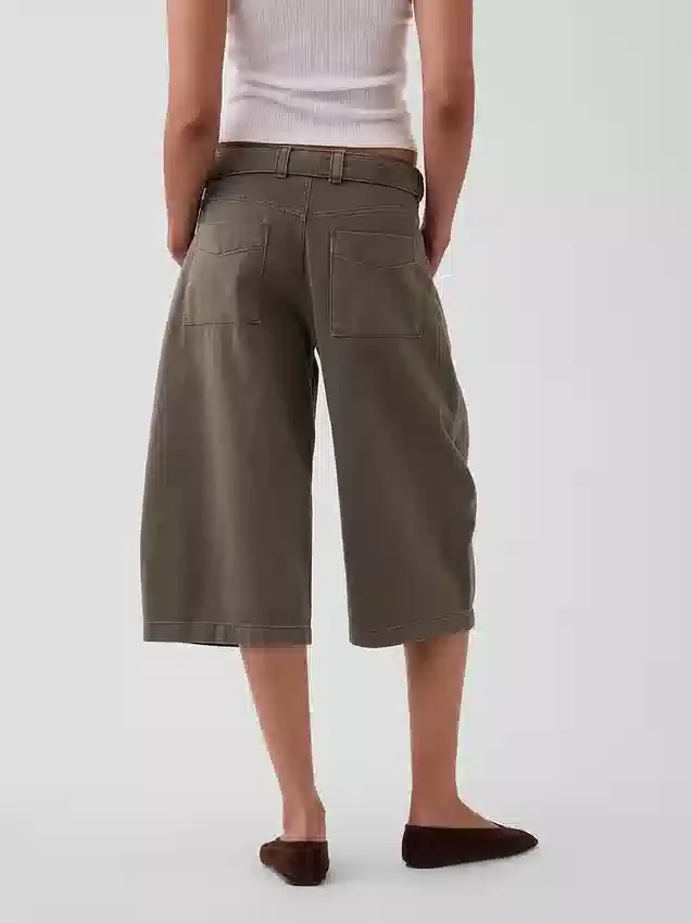 Pantalones culotte de talle medio con cinturón