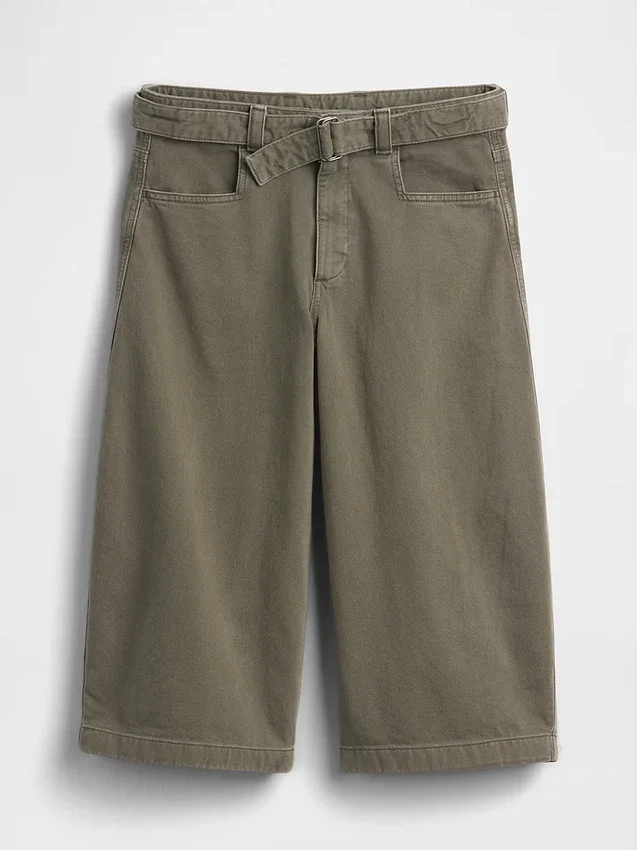 Pantalones culotte de talle medio con cinturón