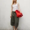 Pantalones culotte de talle medio con cinturón