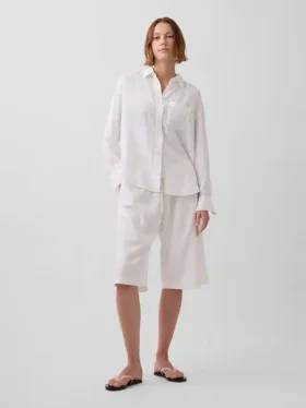 Pantalones culotte holgados y cómodos de mezcla de lino
