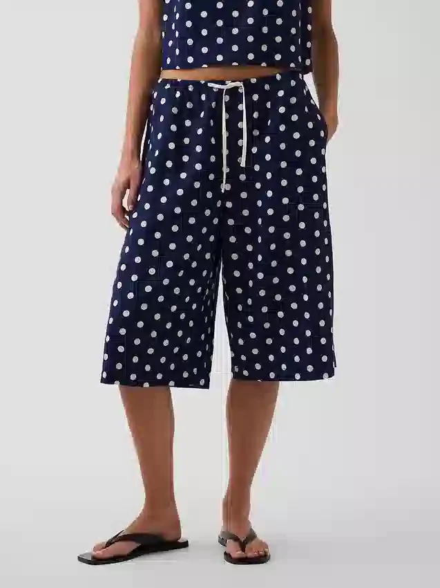 Pantalones culotte holgados y cómodos de mezcla de lino
