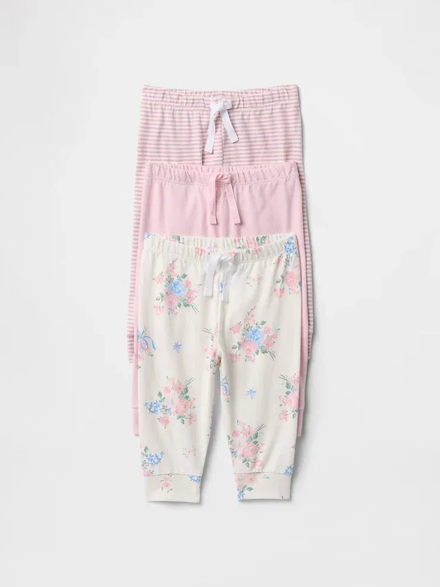 Pantalones de algodón orgánico sin cremallera «Baby First Favorites» (paquete de 3)