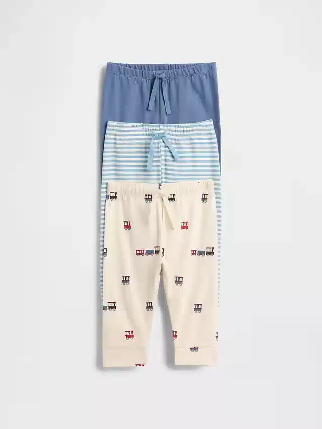 Pantalones de algodón orgánico sin cremallera «Baby First Favorites» (paquete de 3)