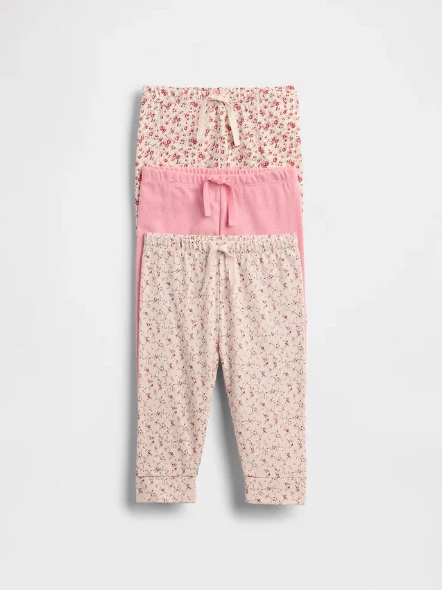 Pantalones de algodón orgánico sin cremallera «Baby First Favorites» (paquete de 3)