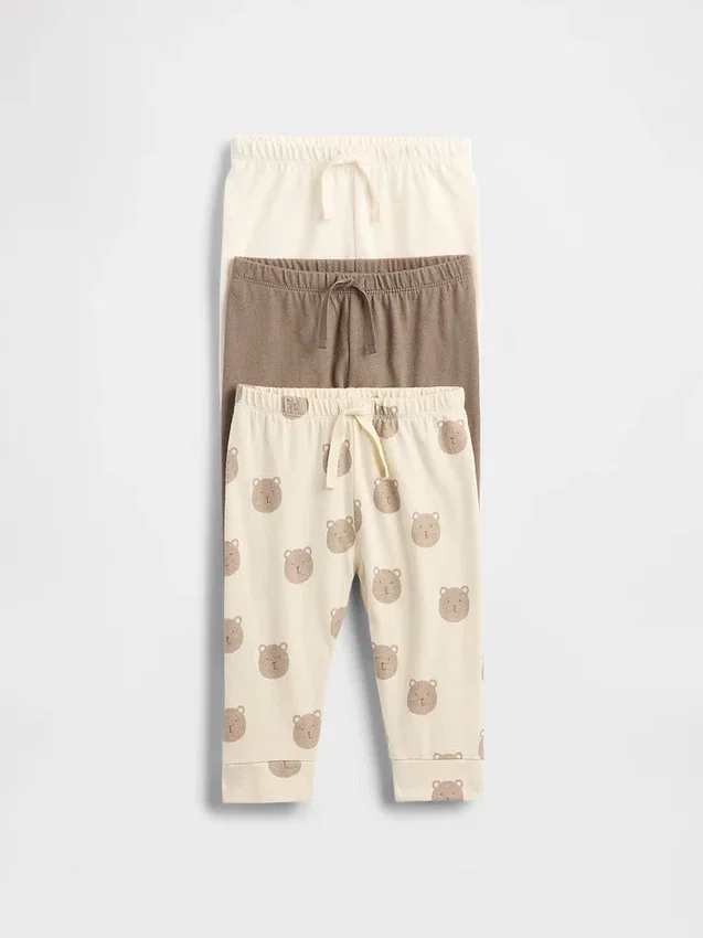 Pantalones de algodón orgánico sin cremallera «Baby First Favorites» (paquete de 3)