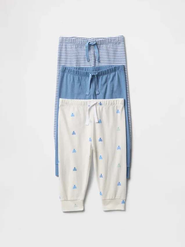 Pantalones de algodón orgánico sin cremallera «Baby First Favorites» (paquete de 3)