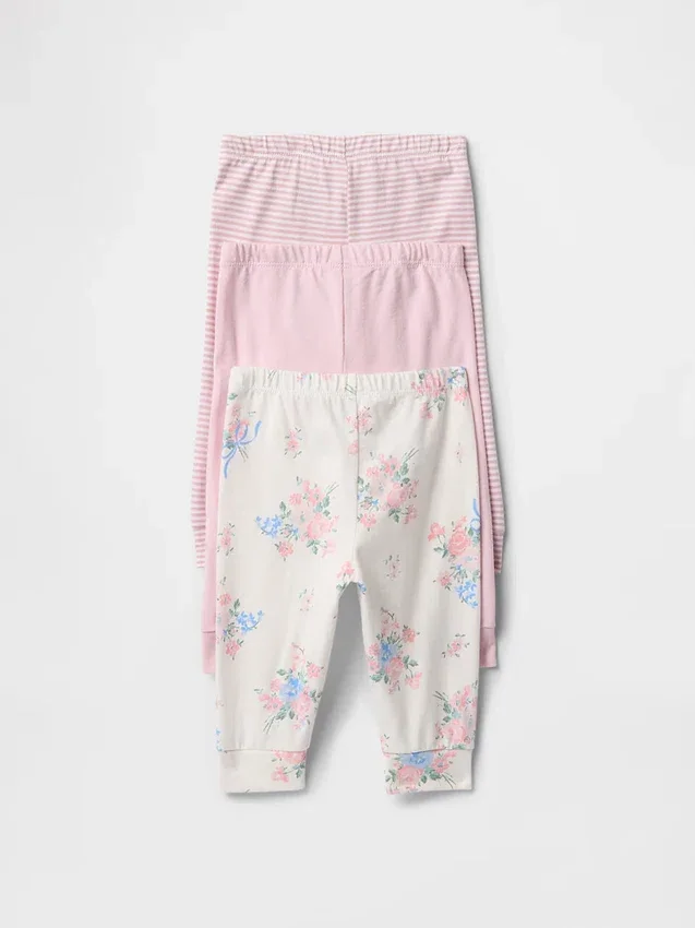 Pantalones de algodón orgánico sin cremallera «Baby First Favorites» (paquete de 3)