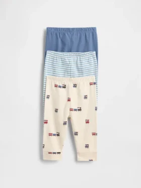 Pantalones de algodón orgánico sin cremallera «Baby First Favorites» (paquete de 3)