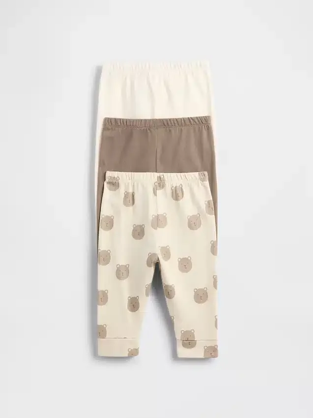 Pantalones de algodón orgánico sin cremallera «Baby First Favorites» (paquete de 3)