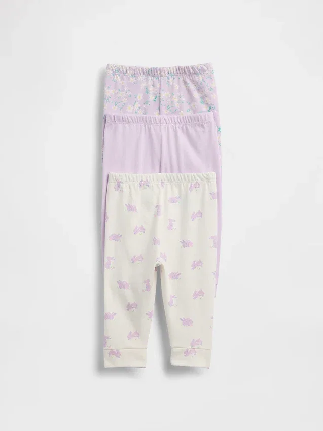 Pantalones de algodón orgánico sin cremallera «Baby First Favorites» (paquete de 3)