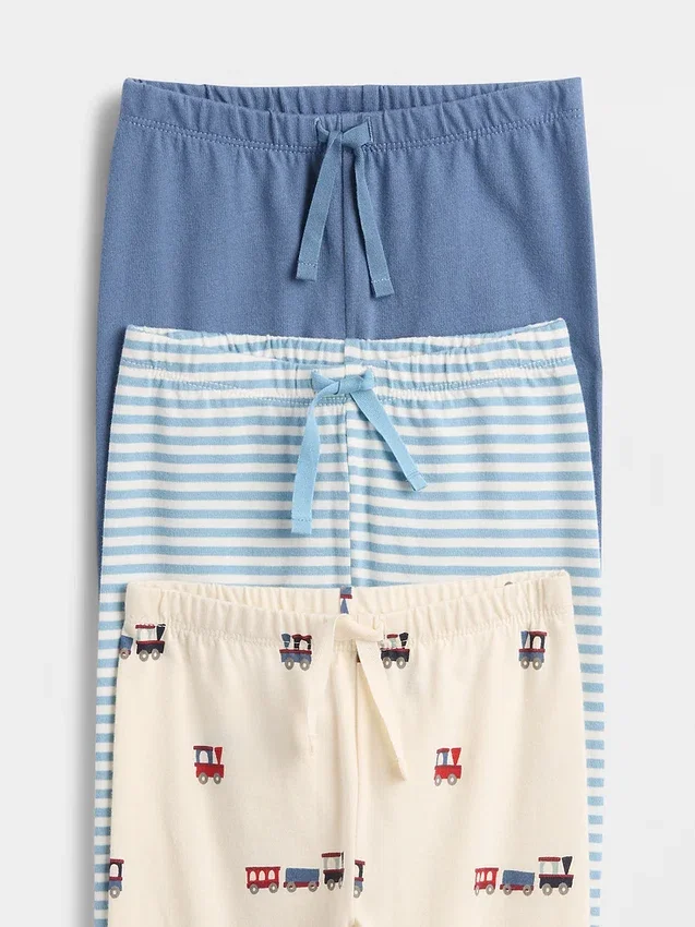 Pantalones de algodón orgánico sin cremallera «Baby First Favorites» (paquete de 3)
