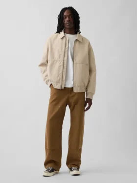 Pantalones de carpintero holgados de lona con doble refuerzo en las rodillas, estilo de los 90