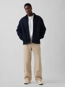 Pantalones de carpintero holgados de lona con doble refuerzo en las rodillas, estilo de los 90