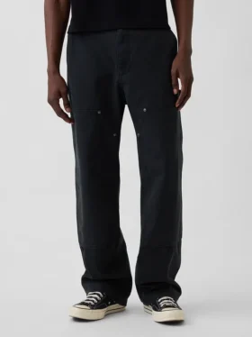 Pantalones de carpintero holgados de lona con doble refuerzo en las rodillas, estilo de los 90