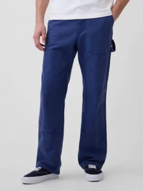 Pantalones de carpintero holgados de lona con doble refuerzo en las rodillas, estilo de los 90