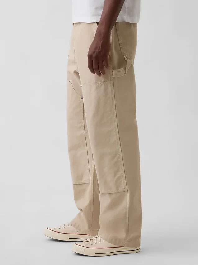 Pantalones de carpintero holgados de lona con doble refuerzo en las rodillas, estilo de los 90
