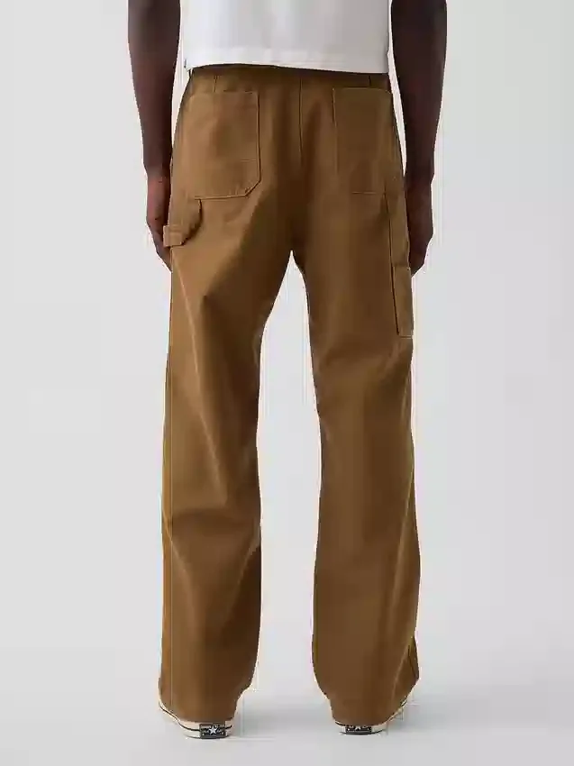 Pantalones de carpintero holgados de lona con doble refuerzo en las rodillas, estilo de los 90