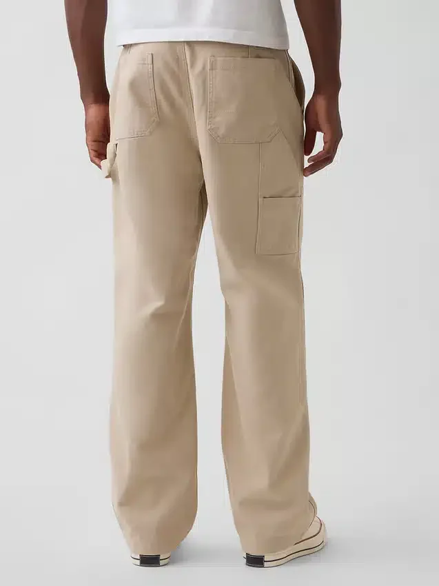 Pantalones de carpintero holgados de lona con doble refuerzo en las rodillas, estilo de los 90