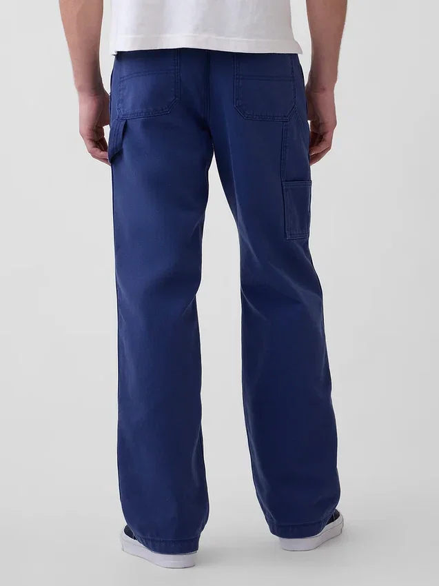 Pantalones de carpintero holgados de lona con doble refuerzo en las rodillas, estilo de los 90