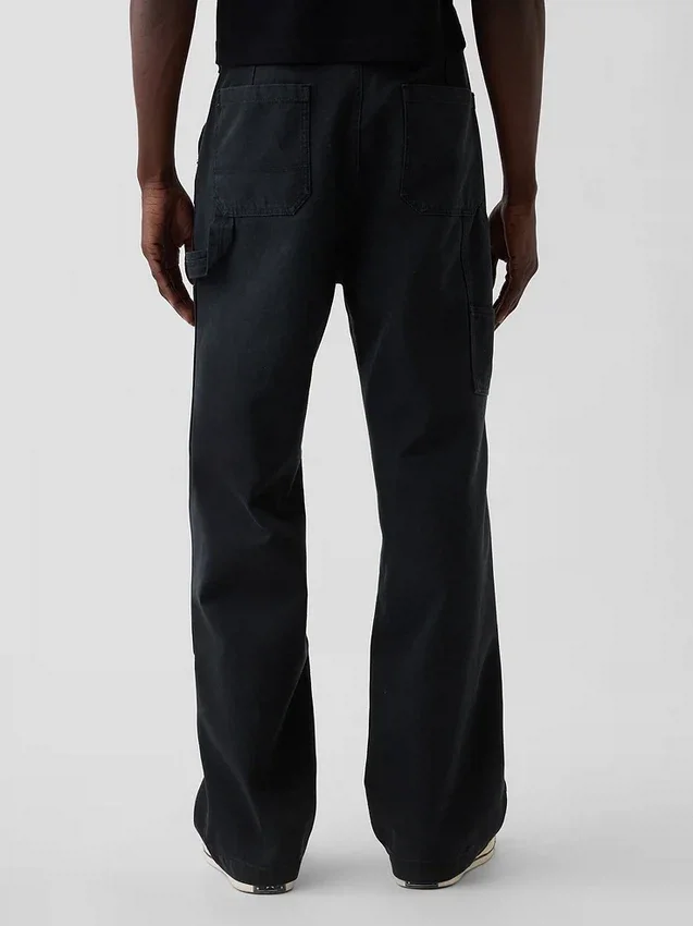 Pantalones de carpintero holgados de lona con doble refuerzo en las rodillas, estilo de los 90