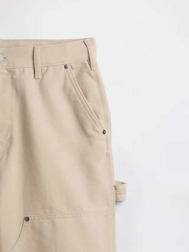 Pantalones de carpintero holgados de lona con doble refuerzo en las rodillas, estilo de los 90