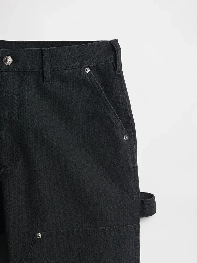 Pantalones de carpintero holgados de lona con doble refuerzo en las rodillas, estilo de los 90