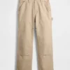 Pantalones de carpintero holgados de lona con doble refuerzo en las rodillas, estilo de los 90