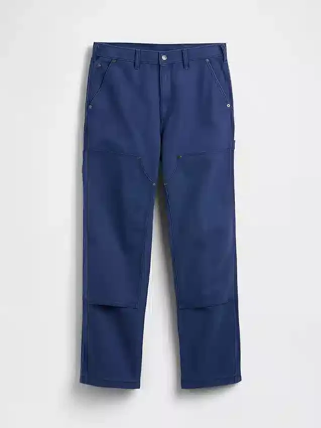 Pantalones de carpintero holgados de lona con doble refuerzo en las rodillas, estilo de los 90