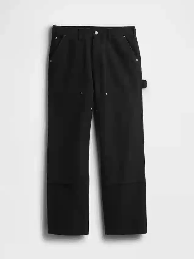 Pantalones de carpintero holgados de lona con doble refuerzo en las rodillas, estilo de los 90